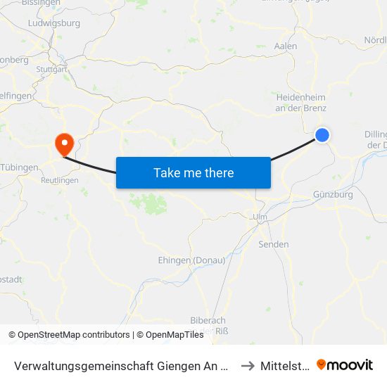 Verwaltungsgemeinschaft Giengen An Der Brenz to Mittelstadt map