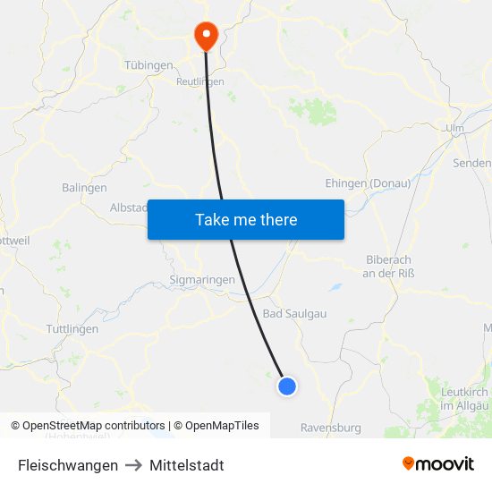 Fleischwangen to Mittelstadt map