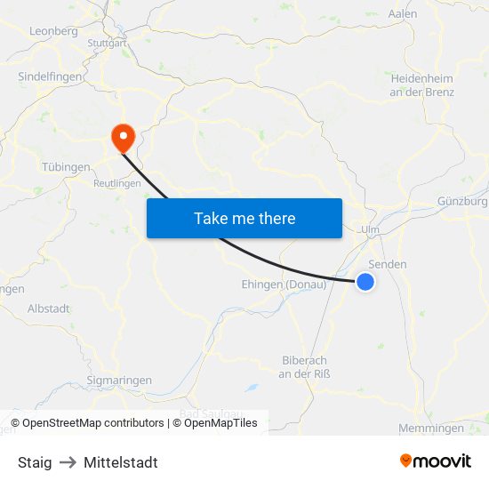 Staig to Mittelstadt map