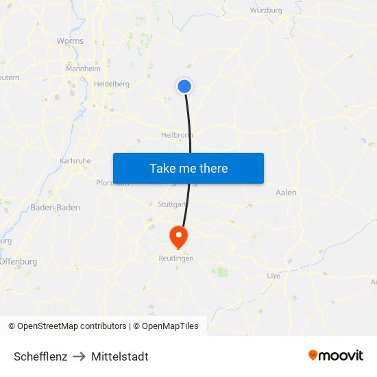 Schefflenz to Mittelstadt map