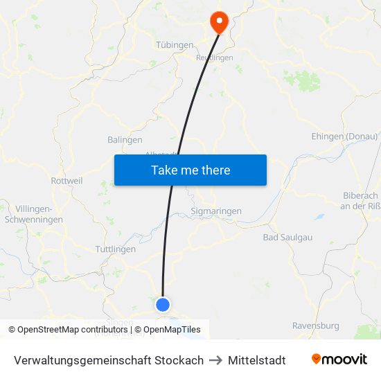 Verwaltungsgemeinschaft Stockach to Mittelstadt map