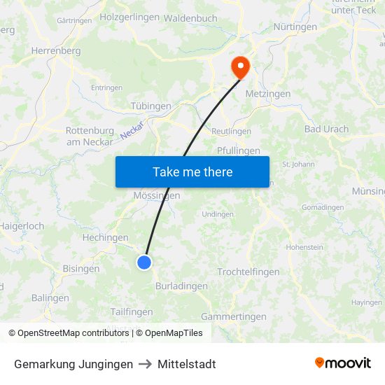 Gemarkung Jungingen to Mittelstadt map
