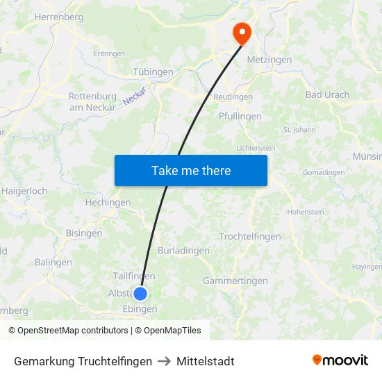 Gemarkung Truchtelfingen to Mittelstadt map