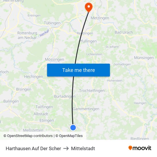 Harthausen Auf Der Scher to Mittelstadt map