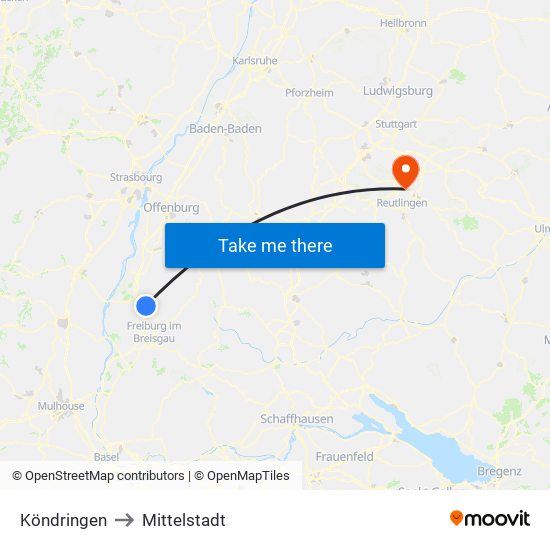 Köndringen to Mittelstadt map