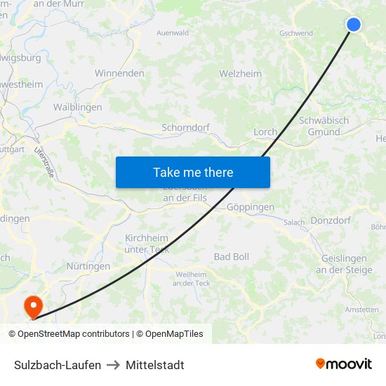 Sulzbach-Laufen to Mittelstadt map