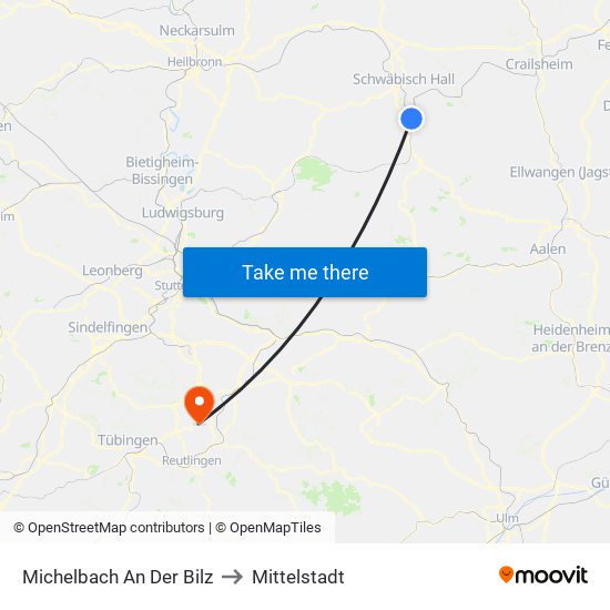 Michelbach An Der Bilz to Mittelstadt map