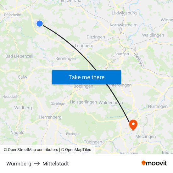 Wurmberg to Mittelstadt map