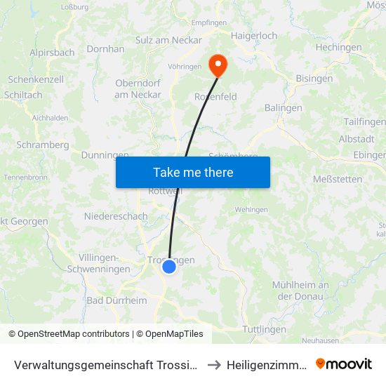 Verwaltungsgemeinschaft Trossingen to Heiligenzimmern map