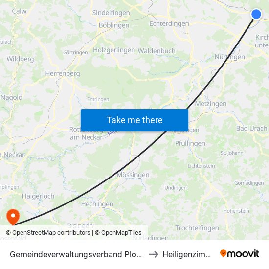 Gemeindeverwaltungsverband Plochingen to Heiligenzimmern map