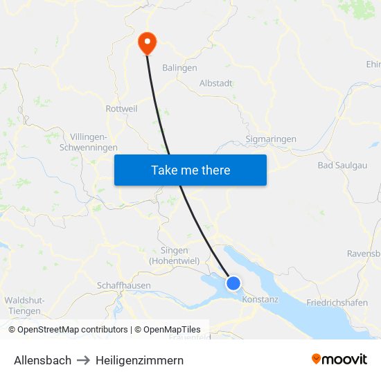 Allensbach to Heiligenzimmern map