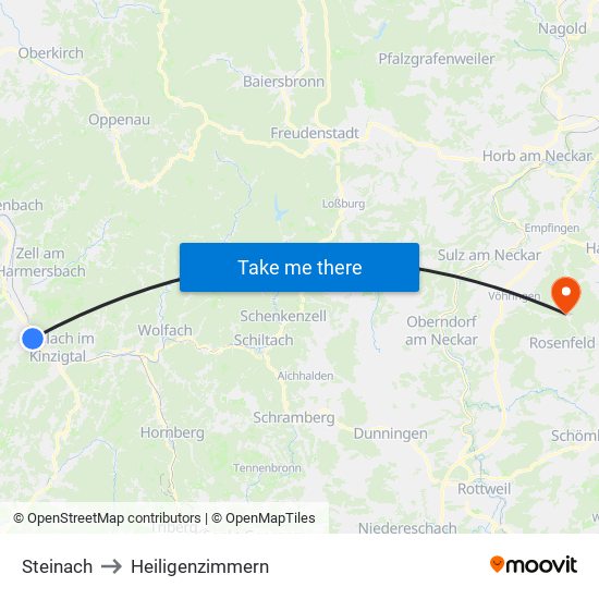 Steinach to Heiligenzimmern map
