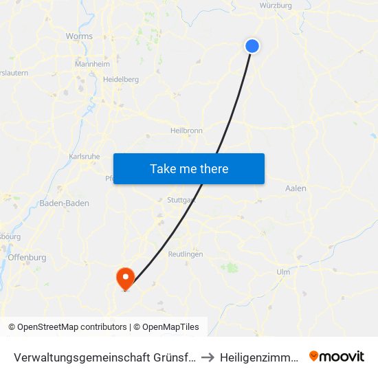 Verwaltungsgemeinschaft Grünsfeld to Heiligenzimmern map