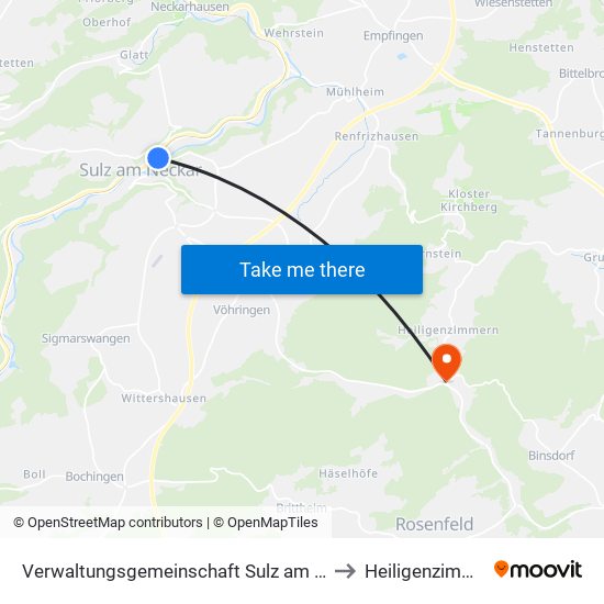 Verwaltungsgemeinschaft Sulz am Neckar to Heiligenzimmern map