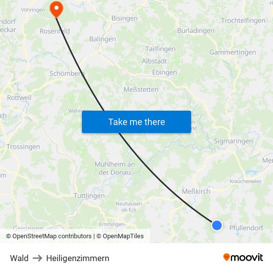 Wald to Heiligenzimmern map