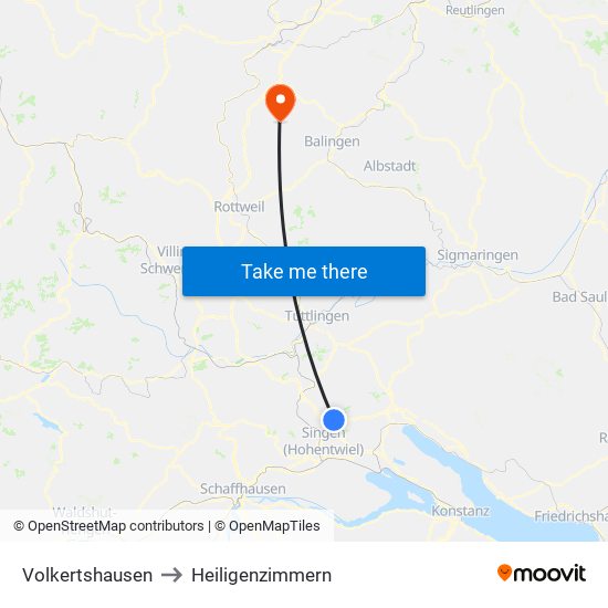 Volkertshausen to Heiligenzimmern map