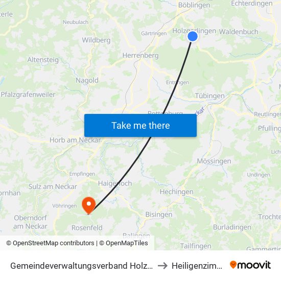 Gemeindeverwaltungsverband Holzgerlingen to Heiligenzimmern map