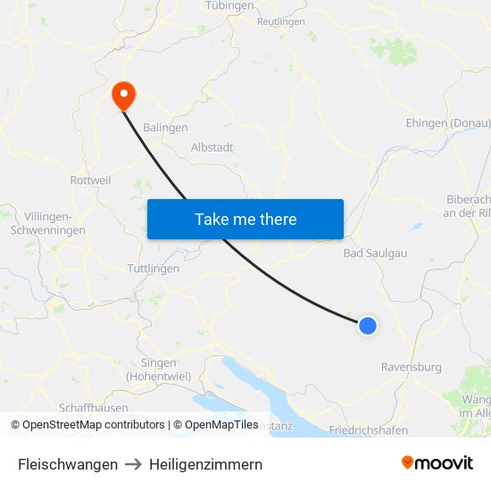 Fleischwangen to Heiligenzimmern map