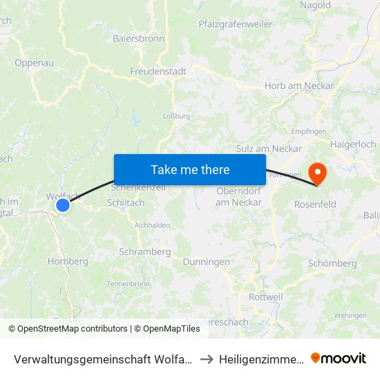 Verwaltungsgemeinschaft Wolfach to Heiligenzimmern map