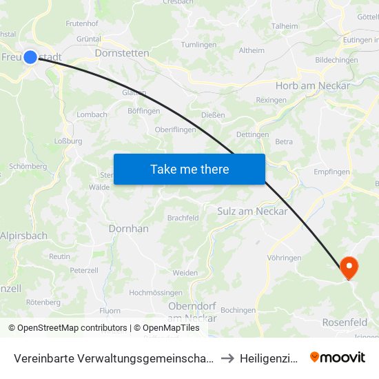 Vereinbarte Verwaltungsgemeinschaft Freudenstadt to Heiligenzimmern map