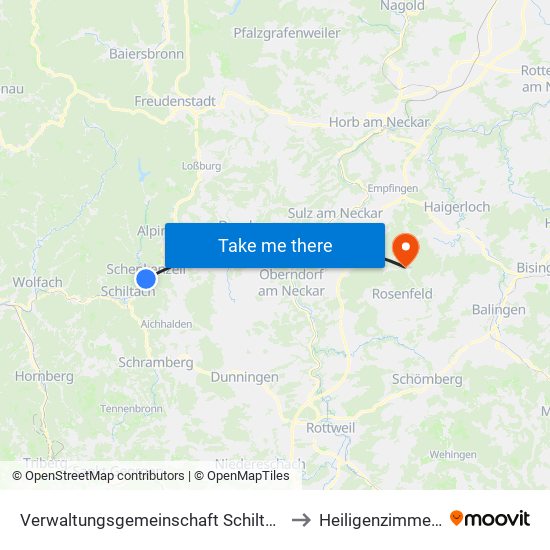 Verwaltungsgemeinschaft Schiltach to Heiligenzimmern map