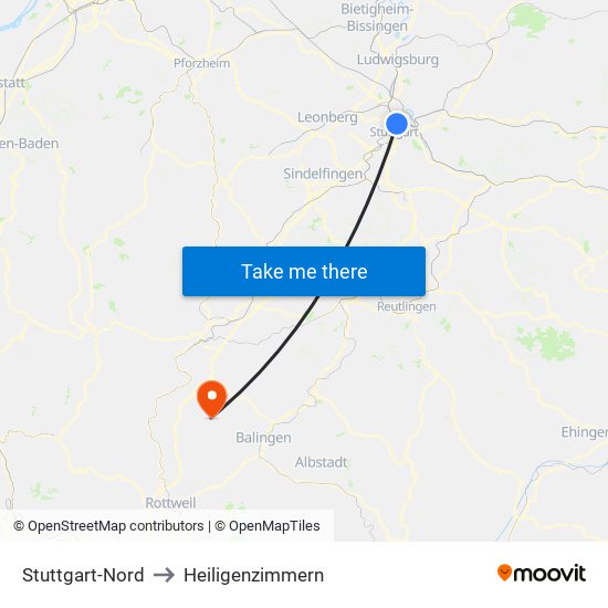 Stuttgart-Nord to Heiligenzimmern map