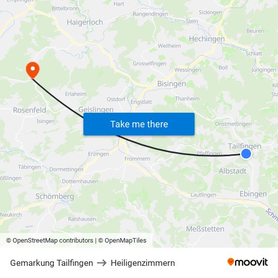 Gemarkung Tailfingen to Heiligenzimmern map