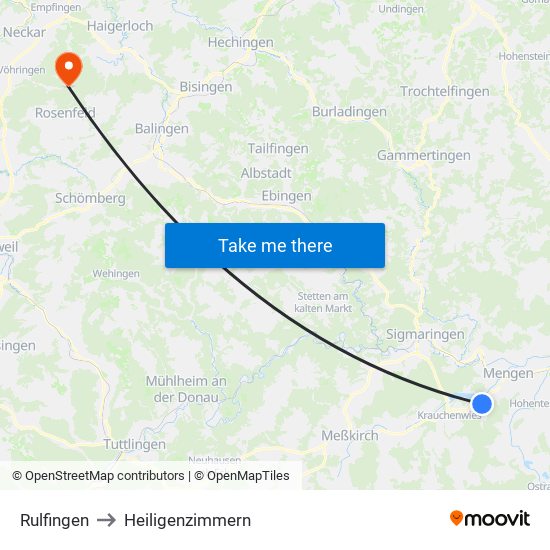 Rulfingen to Heiligenzimmern map