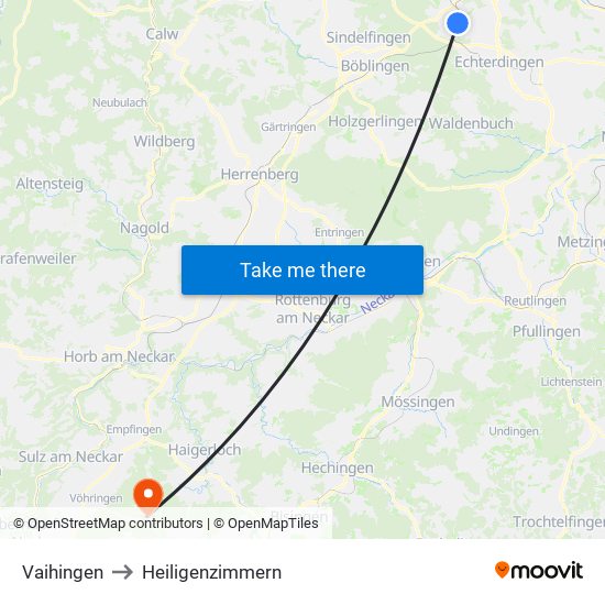 Vaihingen to Heiligenzimmern map