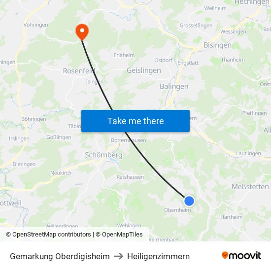 Gemarkung Oberdigisheim to Heiligenzimmern map