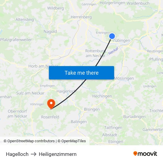 Hagelloch to Heiligenzimmern map