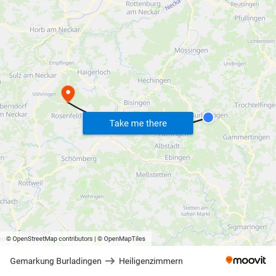 Gemarkung Burladingen to Heiligenzimmern map