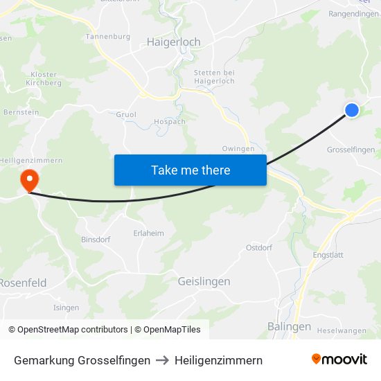 Gemarkung Grosselfingen to Heiligenzimmern map