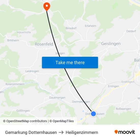 Gemarkung Dotternhausen to Heiligenzimmern map
