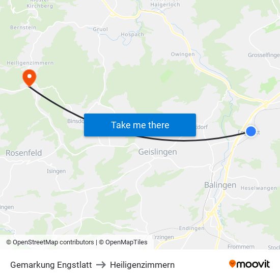 Gemarkung Engstlatt to Heiligenzimmern map