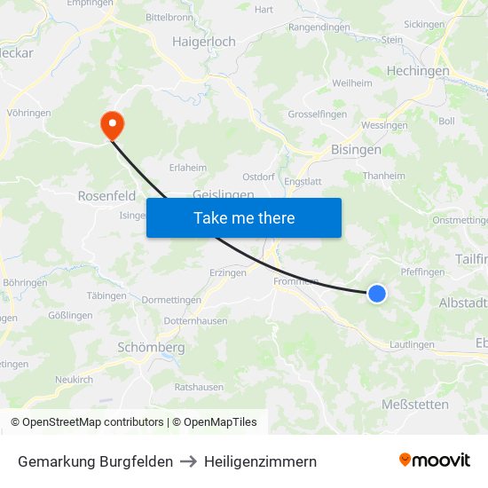 Gemarkung Burgfelden to Heiligenzimmern map