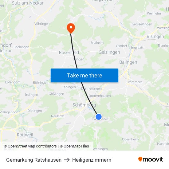 Gemarkung Ratshausen to Heiligenzimmern map