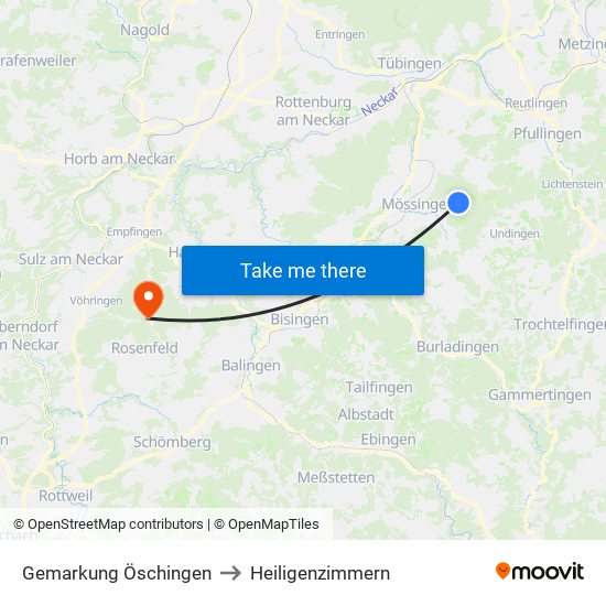 Gemarkung Öschingen to Heiligenzimmern map