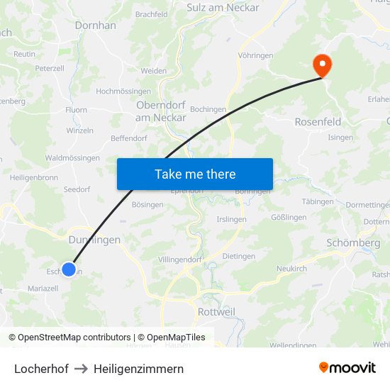 Locherhof to Heiligenzimmern map