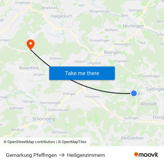 Gemarkung Pfeffingen to Heiligenzimmern map