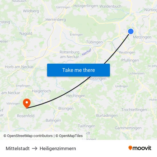 Mittelstadt to Heiligenzimmern map