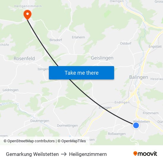 Gemarkung Weilstetten to Heiligenzimmern map