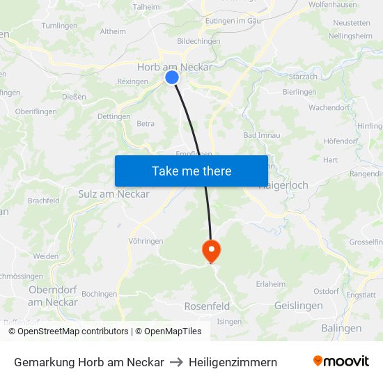 Gemarkung Horb am Neckar to Heiligenzimmern map