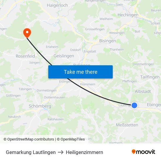Gemarkung Lautlingen to Heiligenzimmern map