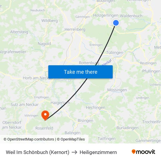 Weil Im Schönbuch (Kernort) to Heiligenzimmern map