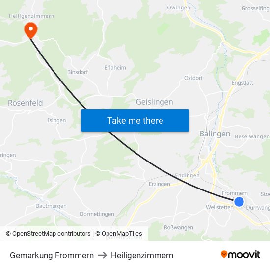 Gemarkung Frommern to Heiligenzimmern map