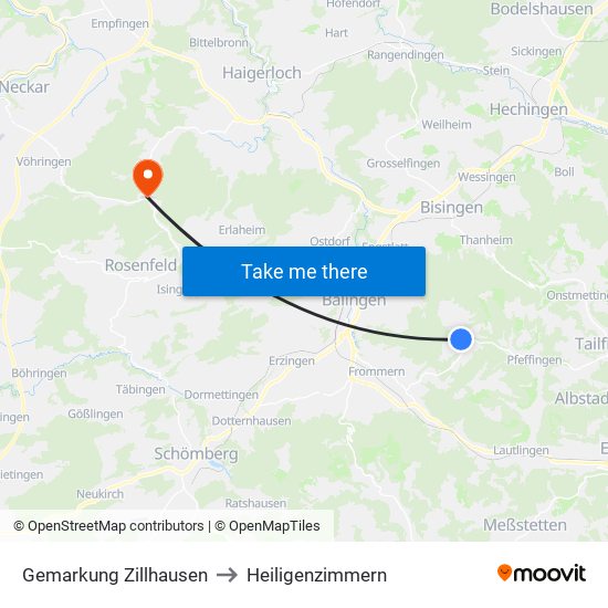 Gemarkung Zillhausen to Heiligenzimmern map