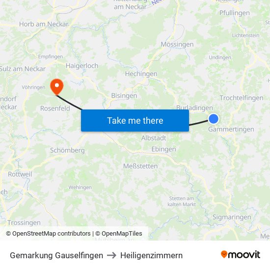 Gemarkung Gauselfingen to Heiligenzimmern map
