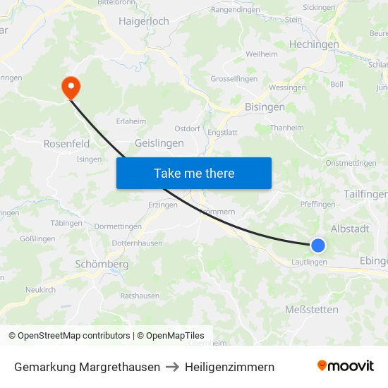 Gemarkung Margrethausen to Heiligenzimmern map