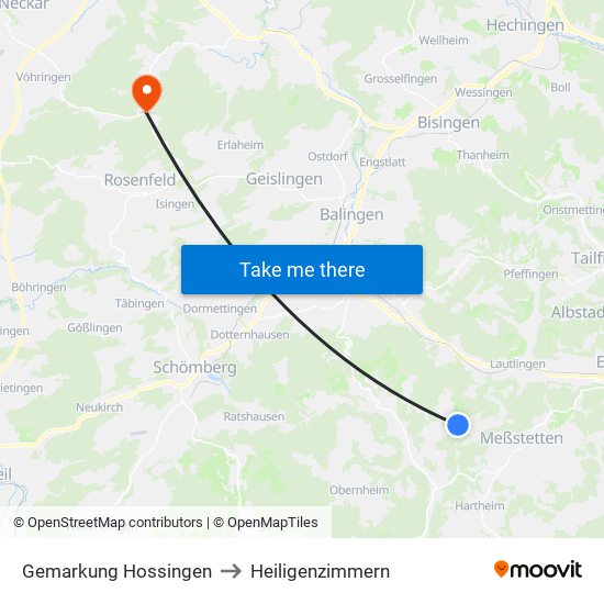 Gemarkung Hossingen to Heiligenzimmern map